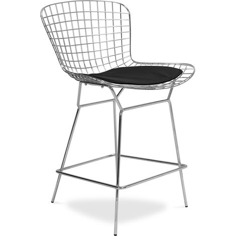 Tabouret Design Grille Métallique - Lived Noir