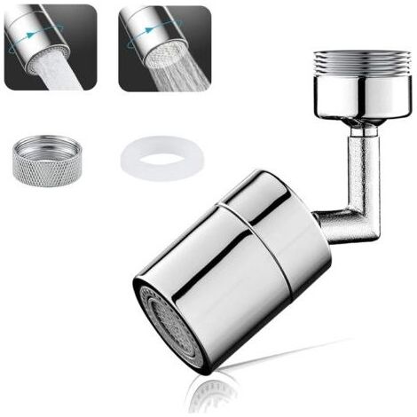 Aérateur de Robinet Argent, Brise jet Robinet Cuisine, Extension Robinet, Mousseur pour Robinet 720° Pivotant 2 Modes Réglable Aérateur avec Cartouche Filtrante pour Cuisine Salle de Bain (1/5)