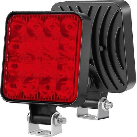 Barre LED 48 W pour voiture, 16 LED, projecteur de travail ultra-lumineux pour camion, tracteur et tout-terrain, 12 V/24 V, feux antibrouillard rouges. (1/5)