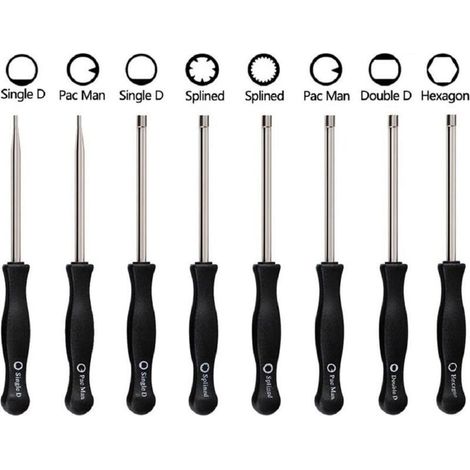 Chiave di regolazione del carburatore per motori a 2 tempi – Set di 8 inserti Pac-Man, a D singola/doppia, esagonali, dentellati 7/21 denti per motori a cilindri di piccola cilindrata.