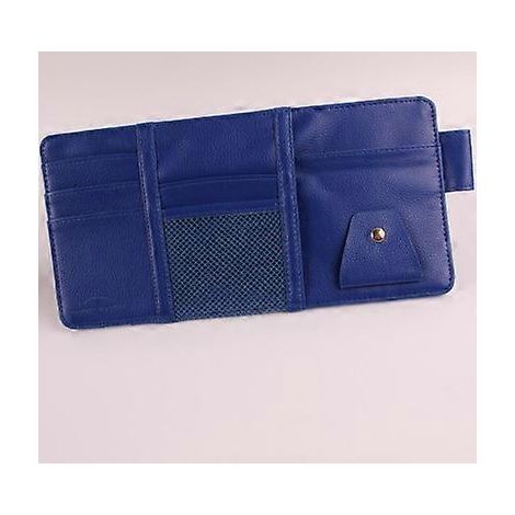 CHIZIYO Sac de rangement multifonction en PU pour pare-soleil de voiture, porte-lunettes, porte-documents, porte-téléphone portable (bleu marine)
