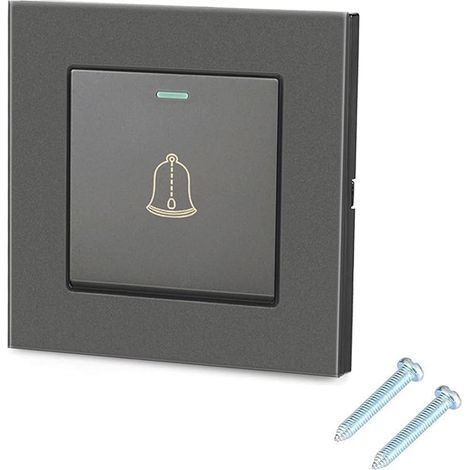 Noir,Bouton de Sonnette Extérieur éTanche 220–250 V, Interrupteur Sonnette de Porte en Verre avec Vis, Installation Facile, Usage Domestique ou Hôtelier, l'extérieur (1/5)