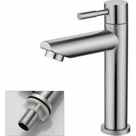 Bathroom Faucet, Cold Water Only, Basin Faucet, Durable Copper Chrome Finish, Hand Wash Faucet, Removable Aerator Cartridge, Convenient for Cleaning or Replacement (1/4)