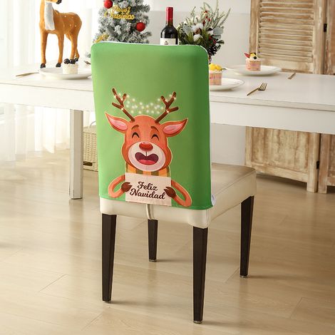 Housse de dossier de chaise de Noël, housse de chaise de salle à manger à imprimé dessin animé créatif, fabricant et vente en gros de housses de chaise décoratives pour les fêtes, image 5, 49 x 58 cm