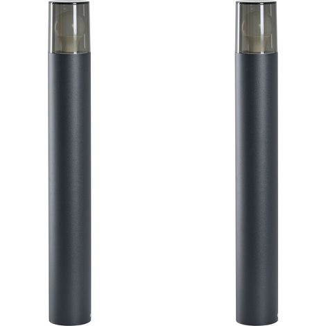 Set of 2 Bollard Lights Black Aluminum 60 cm Path Lamps Outdoor Garden Lighting Modern Design ELRICK (1/5)