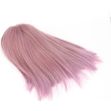 Perruque courte rose pour femme, style Bob réglable avec frange et coupe droite, perruque synthétique confortable (1/5)