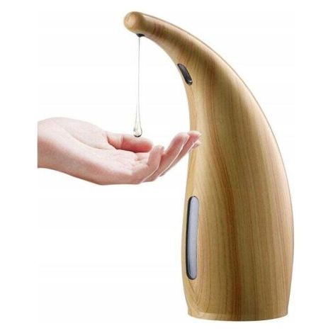 Dispenser di sapone automatico con sensore, impermeabile, senza infrarossi, per bagno e cucina, finitura effetto legno chiaro, 300 ml
