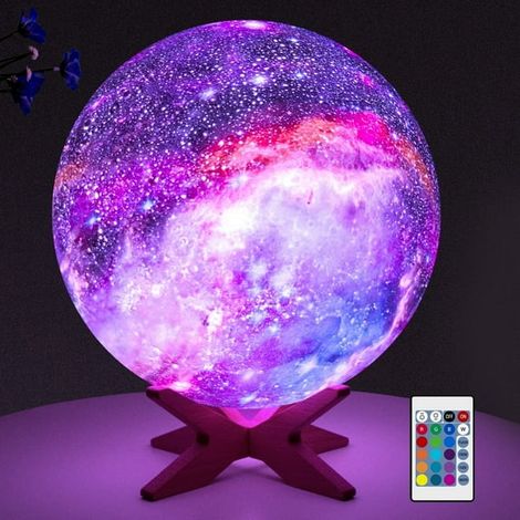 Lampe de lune 3D 15 cm, 16 couleurs, veilleuse pour chambre d'enfant, galaxie, ambiance, cadeau idéal pour un anniversaire, Noël, pour enfants, (1/5)