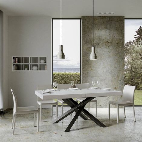 Tavolo allungabile 180/440x90 cm Volantis bianco frassino gambe antracite