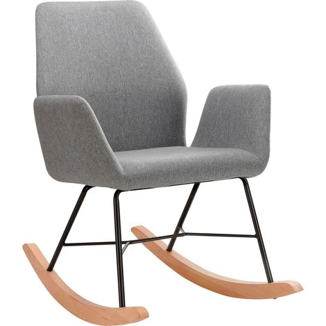 Cobo-Chaise berçante en tissu tissé gris clair et noir (1/5)