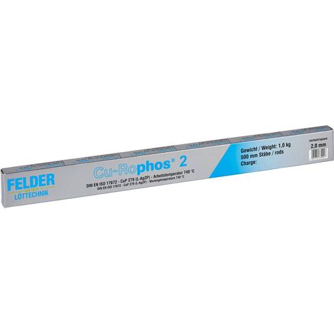 Felder Cu-Rophos 2 Étain à souder tige, sans plomb CuP 279 1 kg 2 mm (1/2)