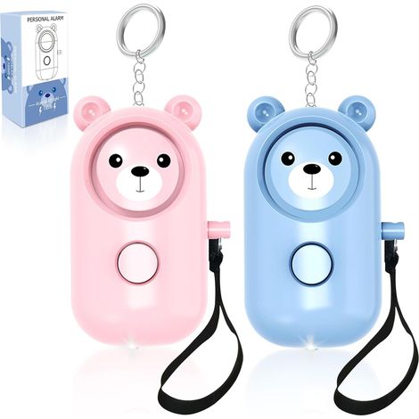 (Bleu et Rose) Alarme de Sécurité Portative Lot de 2 Sirène d'urgence 130 DB & Lumière LED Alarme Personnelle pour Femmes Hommes Enfants Collier de Sécurité Autodéfense pour Nuit en Extérieur (1/5)