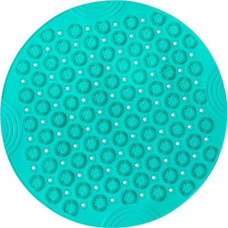 1 x grüner runder Massage-Badeteppich, 55 x 55 cm, rutschfeste Duschmatte, antibakterielle Badematte, maschinenwaschbare Duschmatte, Badematte mit Drainagelöchern und Saugnapf (1/3)