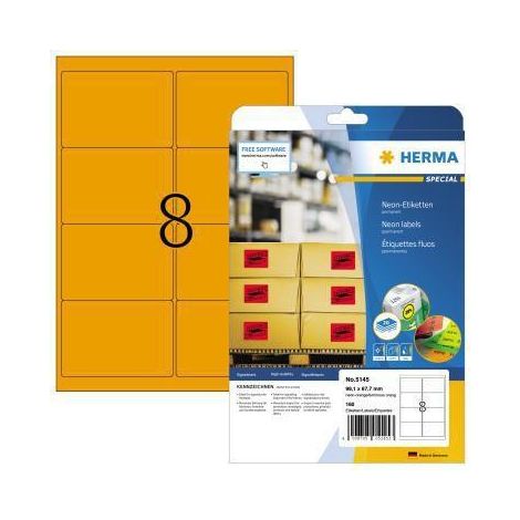 HERMA Etikett 5145 99,1x67,7mm neonorange 160 St./Pack. (1/5)