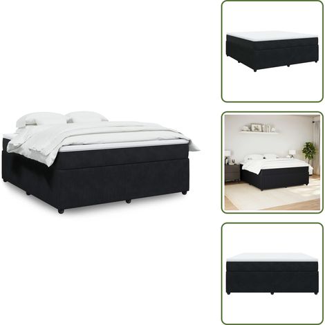 Boxspringbett mit Matratze Schwarz 180x200 cm Samt - Boxspringbett - Boxspringbetten - Bett - Bett Mit Stauraum (1/5)