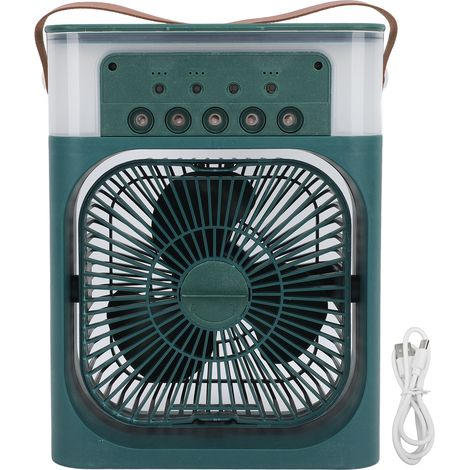 Refroidisseur Air Évaporation 600ml – Port USB 7 Couleurs 3 Vitesses Humidificateur pour Chambre Vert (1/3)