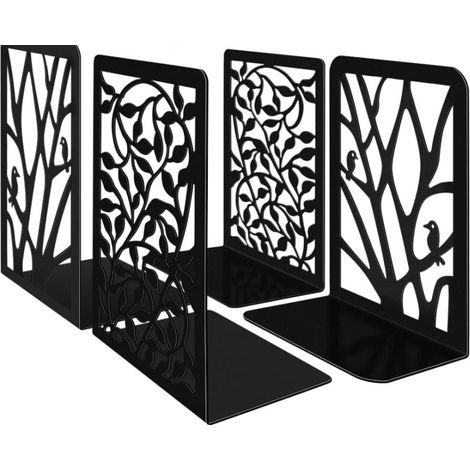 Serre Livres en Métal Presse Cale Bloque Livre Design, Signet Inclus, Bookends Robustes pour étagère, Bibliothèque, Bureau, Écoles, Librairie, Lot de 4 (1/5)