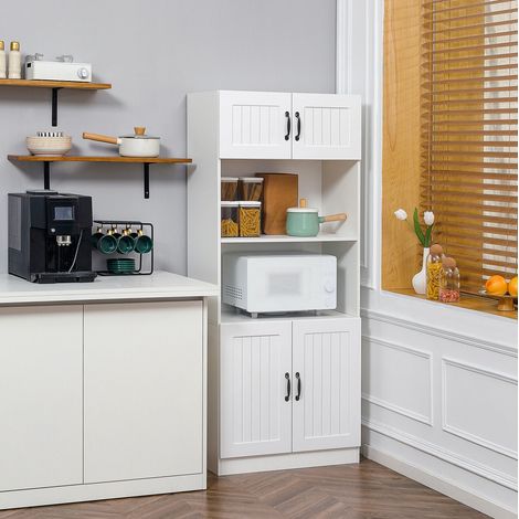 Küchenschrank 70x40x170 cm Weiß MDF mit verstellbaren Einlegeböden und Kippschutz (1/4)