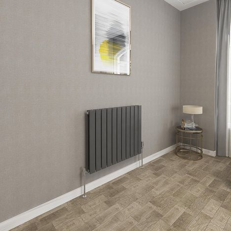 600x748mm Anthracite Double Flat Panel Radiator Horizontal Modern Central Heating Radiators