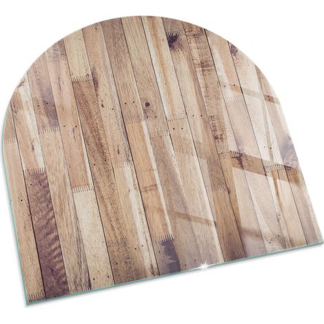 Plaque Carrée en verre trempé sous cheminée et poêle protection sol parquet Planches de bois disposées 100x100 cm (1/5)