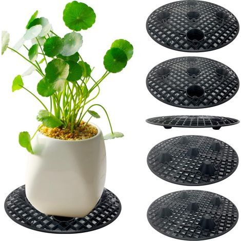 Lot de 6 grilles de drainage, pots de fleurs en plastique, coussinets en maille, 20 cm, grille, pot de fleurs rond pour intérieur, balcon, extérieur, jardin (1/5)