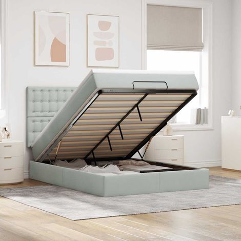 Estructura cama otomana colchones gris claro 140x190cm vidaXL (1/5)