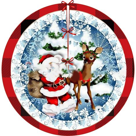 Faldilla Para Árbol De Navidad - 90 X 90 Cm - Terciopelo Suave - Con 3 Cintas De Fijación - Ideal Para Decoración Navideña (1/5)