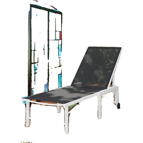 Tumbona reclinable, respaldo ajustable, fácil de mover, GRIS CLARO (1/5)