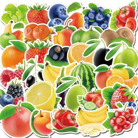 100pcs Fruits Et Lgumes Autocollant Autocollant Ordinateur Portable Voiture Casque De Vlo Tlphone Guitare Ordinateur Planche  Roulettes Nourriture (1/5)