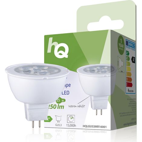 HQ Bombilla LED MR16 GU5.3, 4 W, 250 lm, 2700&nbspK, bajo consumo de energía