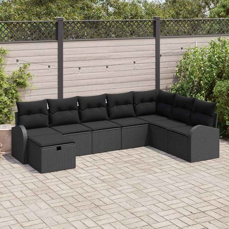 Teenpull – Sofa Set mit Kissen mit Speicher Schwarz Poly-Rattan (1/5)