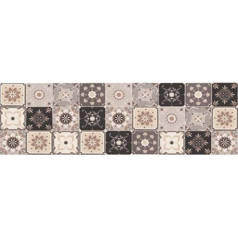Kitchen Rug Grey and Beige Mosaic 300 x 60 cm 100% Polyamide vidaXL