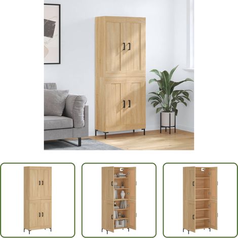 Holzschrank - Highboard Sonoma-Eiche 69,5x34x180 cm Holzwerkstoff (1/5)