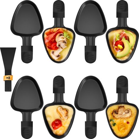Lot de 8 Poêlon Raclette Triangle Anti-adhésif Noir (1/5)