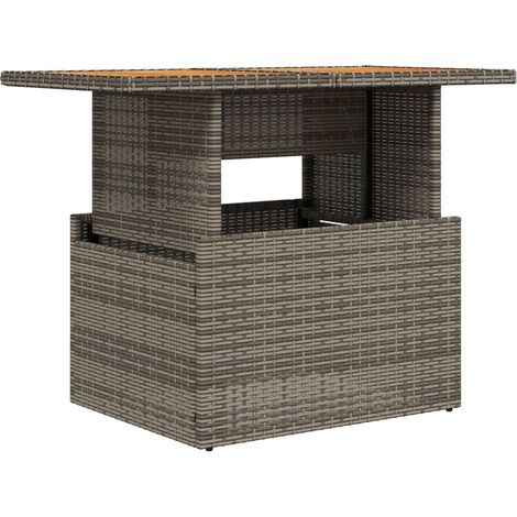 Garden Table Grey 100x55x73 cm Poly Rattan and Acacia Wood vidaXL