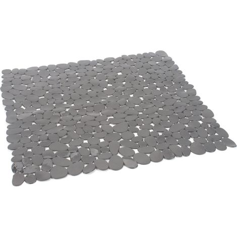 Alfombra De Ducha Antideslizante Efecto Piedra Gris  Riva