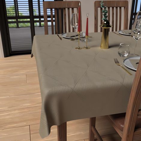Nappe rectangle anti-tâches 150x300 cm LUXURY champagne, par Soleil d'Ocre
