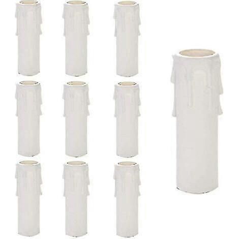 Kronleuchterkerzen aus Kunststoff, 10er-Set tropfenförmige Kronleuchterkerzen, Kronleuchterkerzenröhrchen, Kronleuchterkerzen-Sets