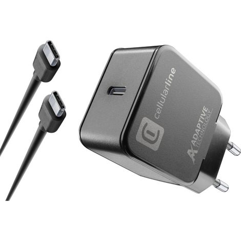 Cellularline Fast Charger USB C 15W blac ACHSMKITC2C15WK inkl Kabel