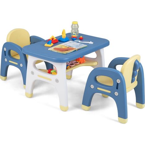3 Pcs Kids Table and Chair Set Toddler Activity Writing Table Set Arts & Crafts (1/5)