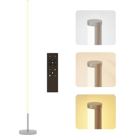 LED-Stehlampe, dimmbare Stehlampe für Wohnzimmer mit Fernbedienung und Fußschalter, Ø20x150cm, silber (1/5)