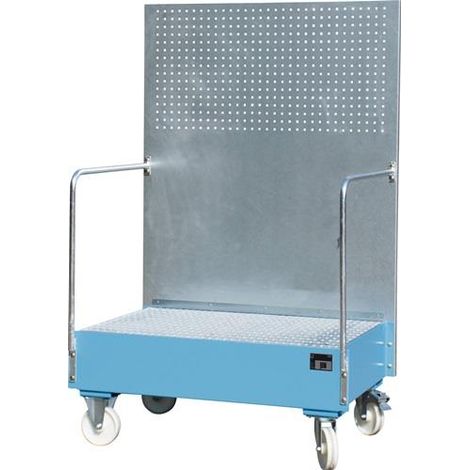 Bauer Fahrbare Auffangwanne mit Lochplattenwand LPW 200-2, lackiert, Lichtblau (1/2)
