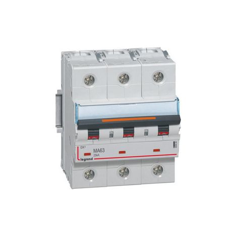 Disjoncteur magnétique seul DX³ MA 25kA arrivée haute et départ bas à vis 3 Pôles 400V 63A 4,5 modules LEGRAND 409885 (1/2)