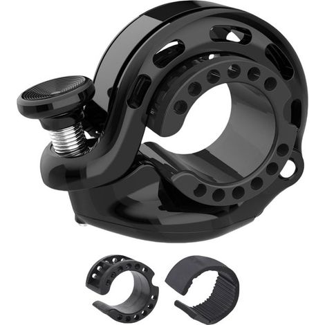 Sonnette de vélo en aluminium - Avec positionneur intégré - Mini sonnette de vélo - Compacte, antirouille et durable - Convient aux VTT et vélos de route - Clé Allen, amortisseur et manuel inclus - So (1/5)