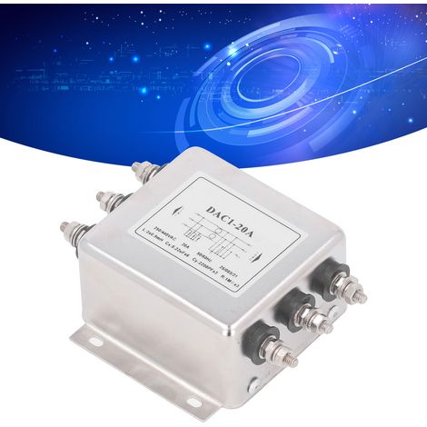 Filtre de puissance DAC1-20A, filtre triphasé à trois fils, filtre anti-interférences électromagnétiques, protection contre les interférences, AC 250 V/440 V, 50/60 Hz (1/5)
