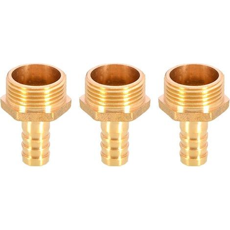 3-teiliger Schlauchanschluss aus Messing mit Widerhaken – 12-mm-auf-3/4"-Außengewinde-Schlauchkupplung mit BSP-Gewinde – Schlauchadapter (1/5)