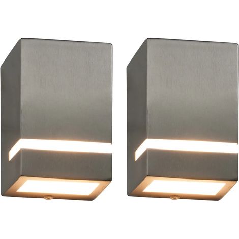 Set di 2 applique da parete per esterni dal design moderno 75 x 95 x 150 mm illuminazione rivolta verso il basso in acciaio inossidabile argentato 020045912