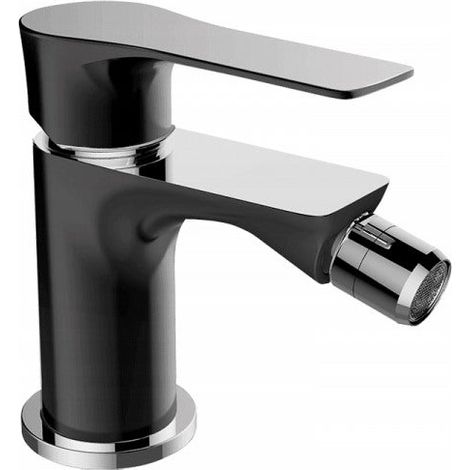 Robinet de bidet sur pied RAILA en chrome noir avec bouchon (1/2)