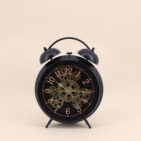 Horloge à poser forme réveil noir 30cm (1/4)