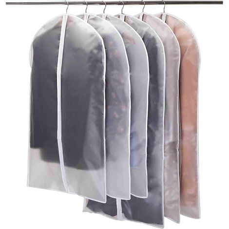 Fundas para prendas de vestir, a prueba de polvo, impermeables, antipolillas y resistentes a la humedad, fundas protectoras semitransparentes con cremallera para camisas, trajes/abrigos, 3 unidades de (1/5)